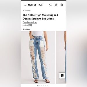 Good American Indigo Distressed Straight Leg Jeans